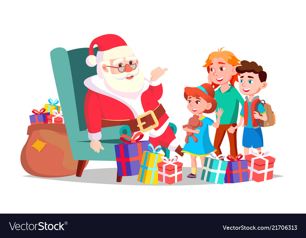 Santa claus with children merry christmas