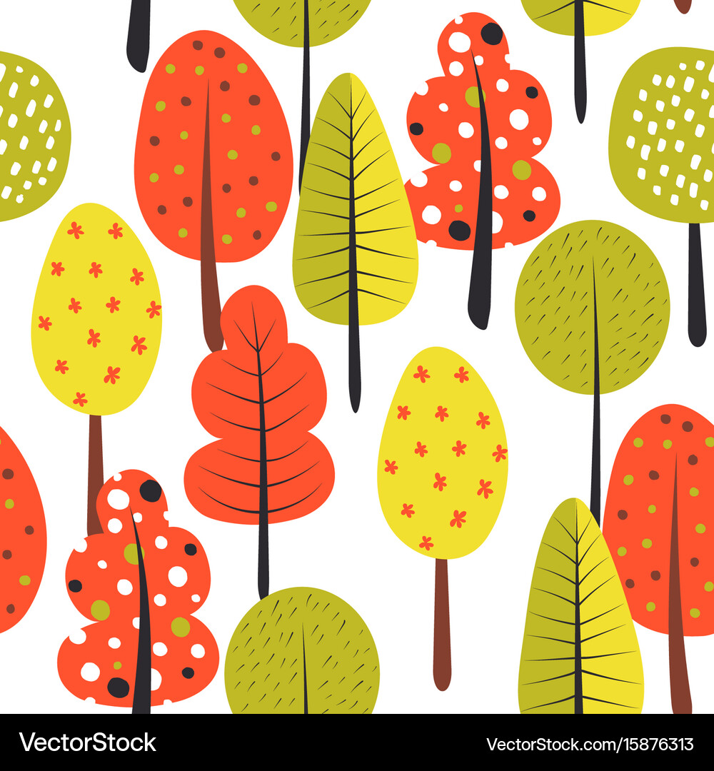 Seamless pattern with trees autumn Royalty Free Vector Image