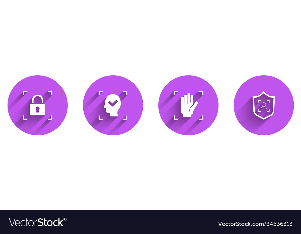 Set fingerprint with lock face recognition palm vector image Set fingerprint with lock face recognition palm
