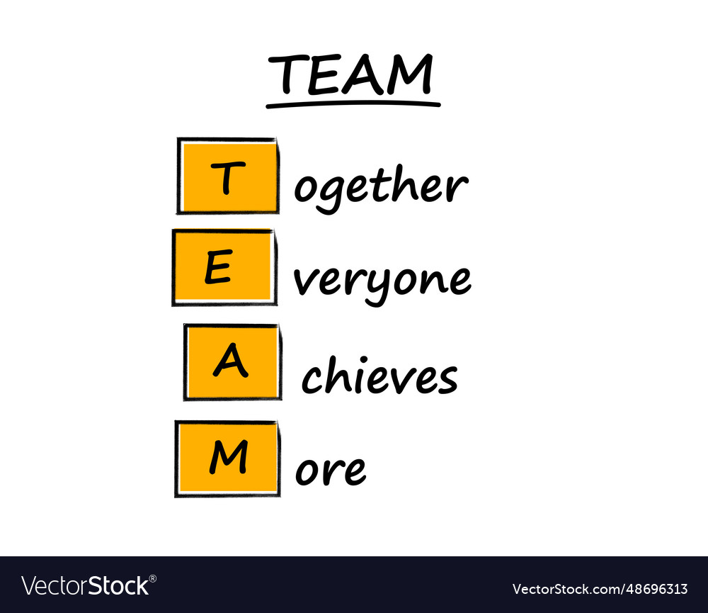 Team hand drawing text work together to succeed Vector Image