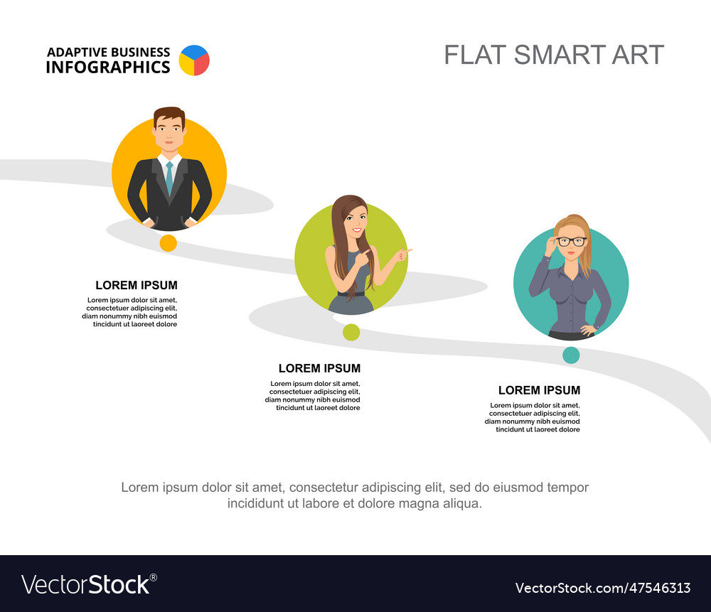 Three elements process chart template vector image Three elements process chart template