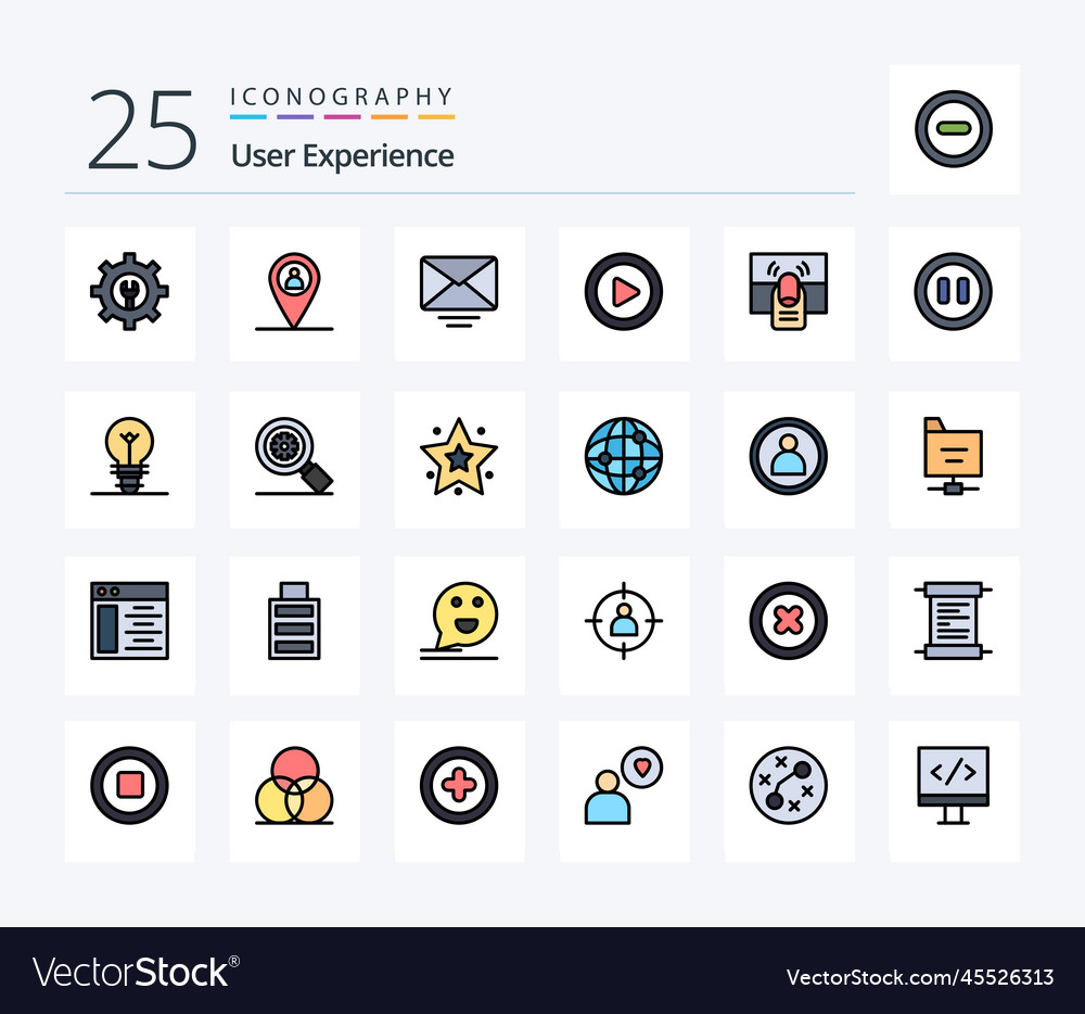 User experience 25 line filled icon pack Vector Image