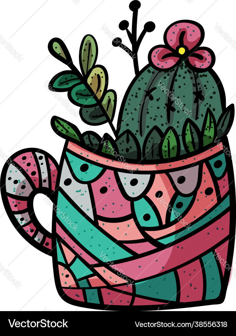 Cactus with flower clip art Royalty Free Vector Image