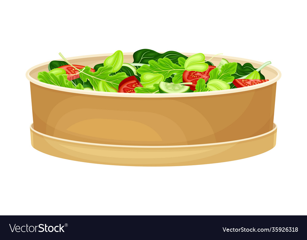 Carton or cardboard eco package with fresh salad Vector Image