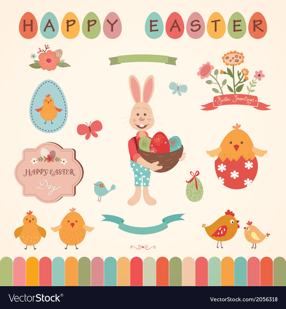 Colorful Easter Elements