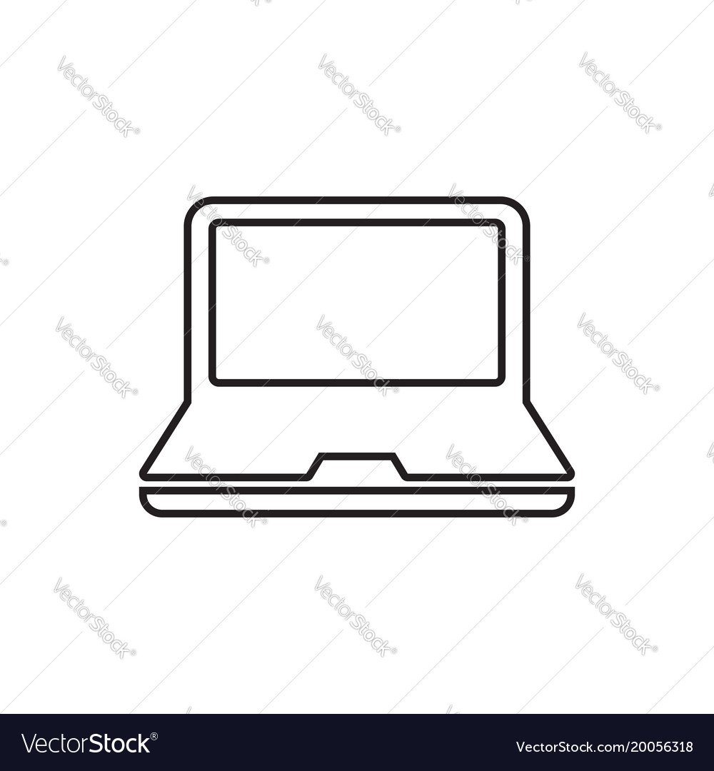 Computer notebook in line style monitor flat icon