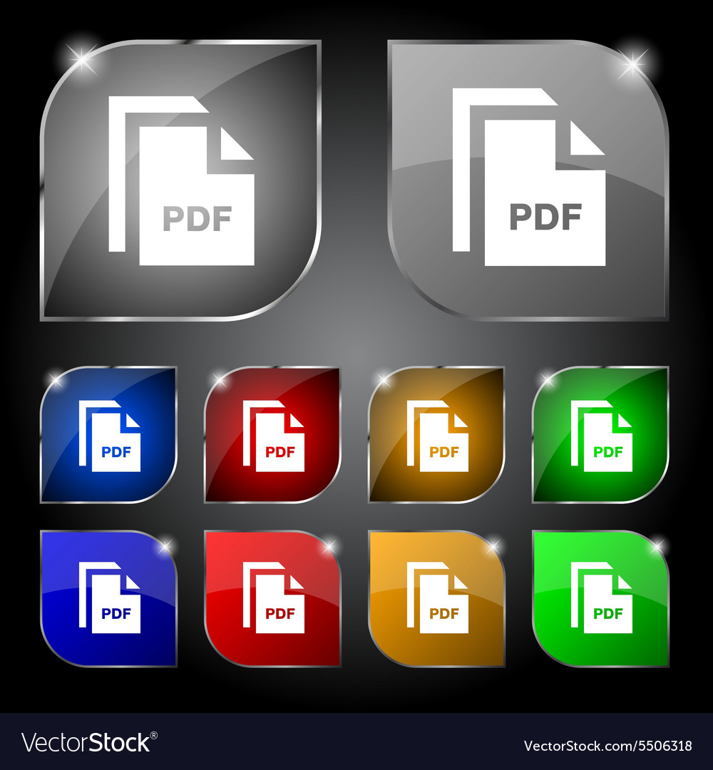 File pdf icon sign set of ten colorful buttons