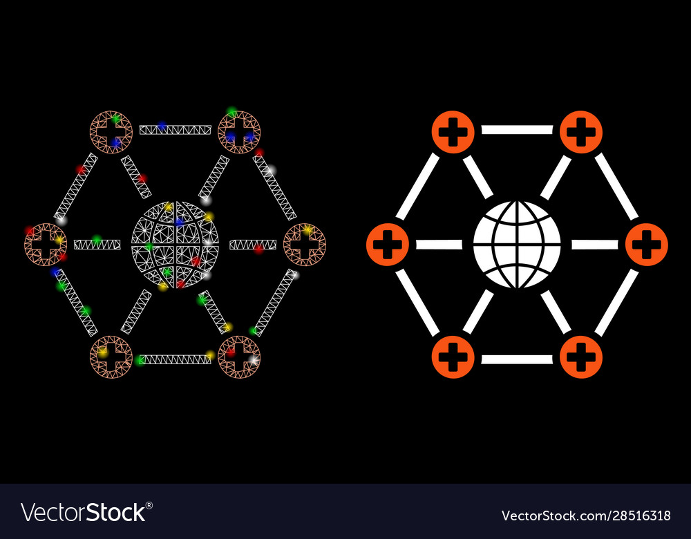 Glowing mesh 2d globales medizinisches Netzwerk-Ikone