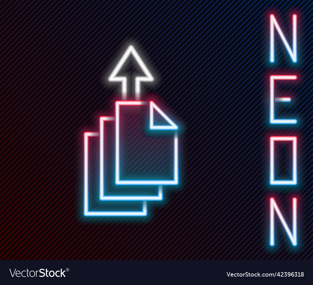 Glowing neon line data export icon isolated vector image Glowing neon line data export icon isolated