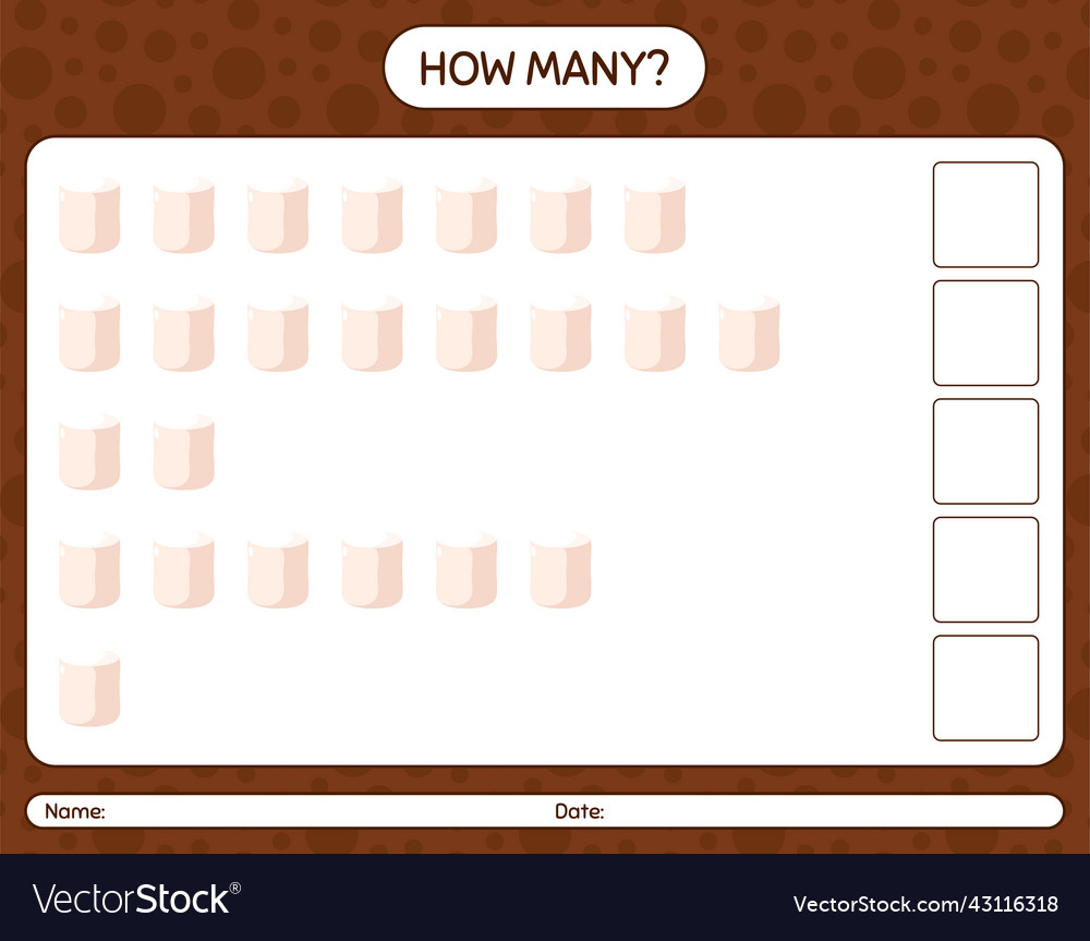 How many counting game with marshmallow worksheet