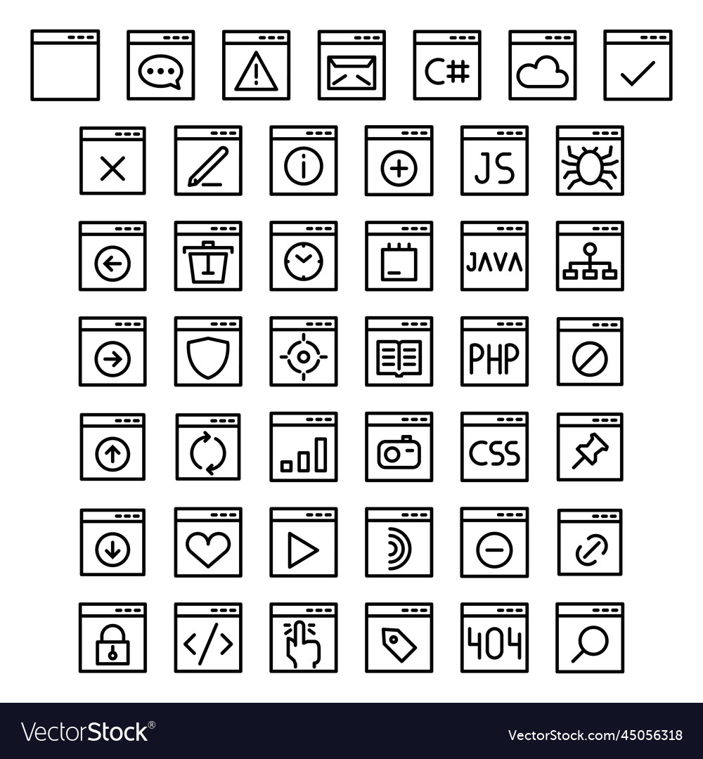 Icons set of web design and coding