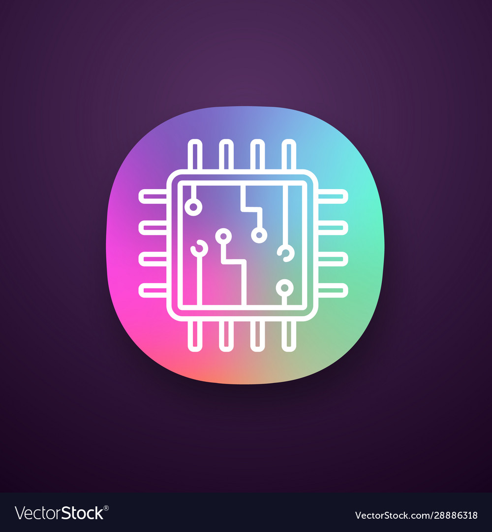 Processor with electronic circuits app icon vector image Processor with electronic circuits app icon