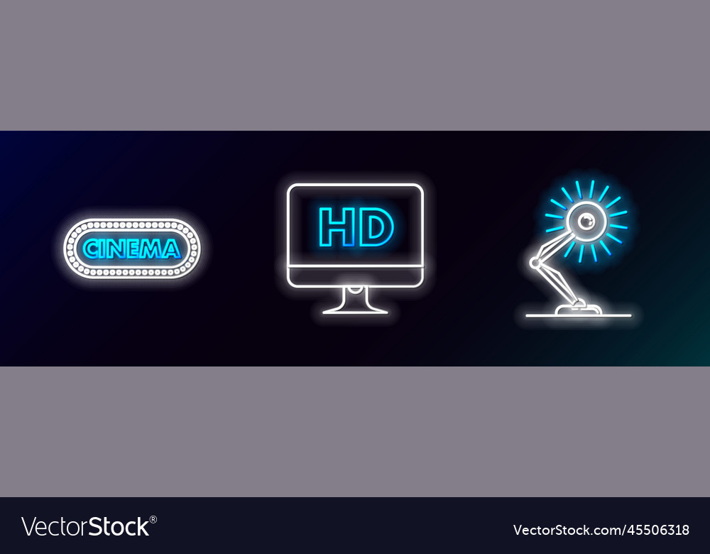 Set line table lamp cinema poster design template