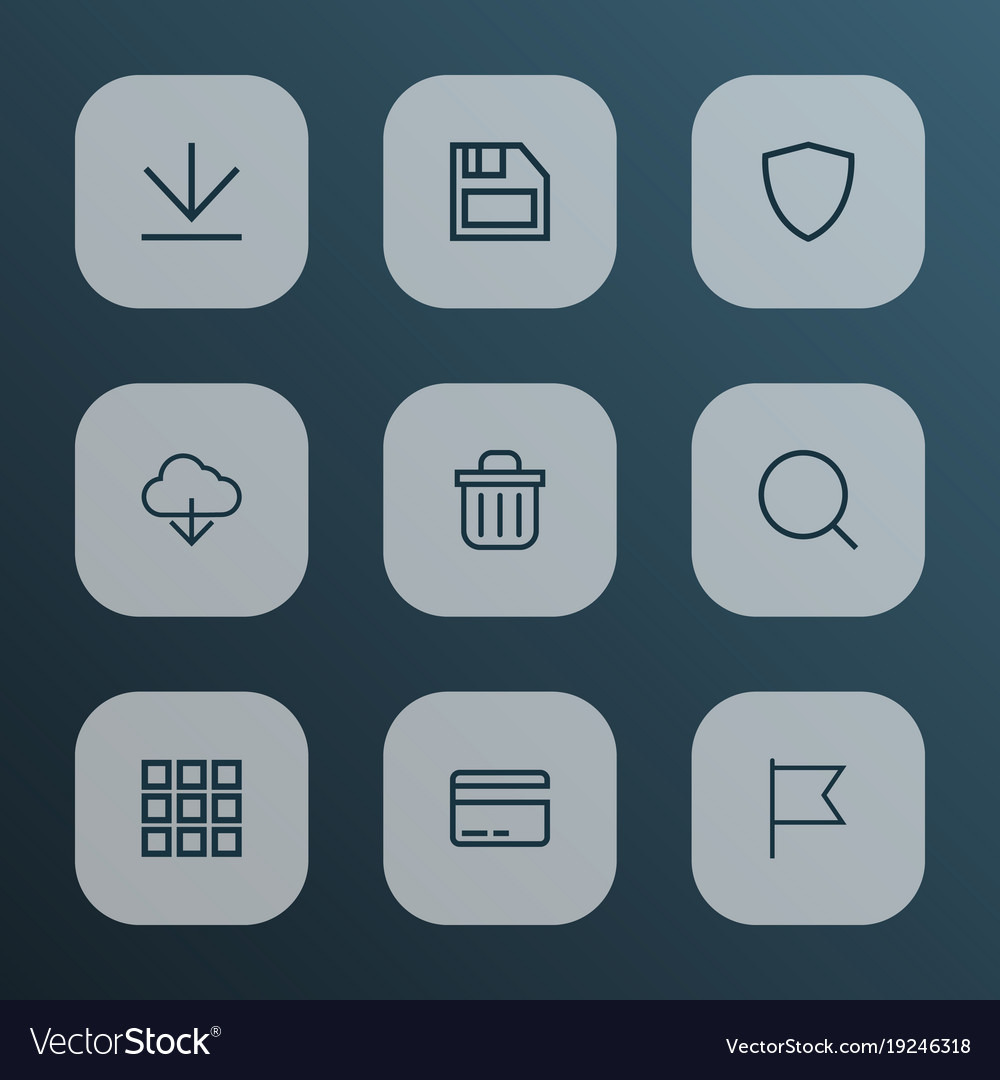 User icons line style set with diskette protect