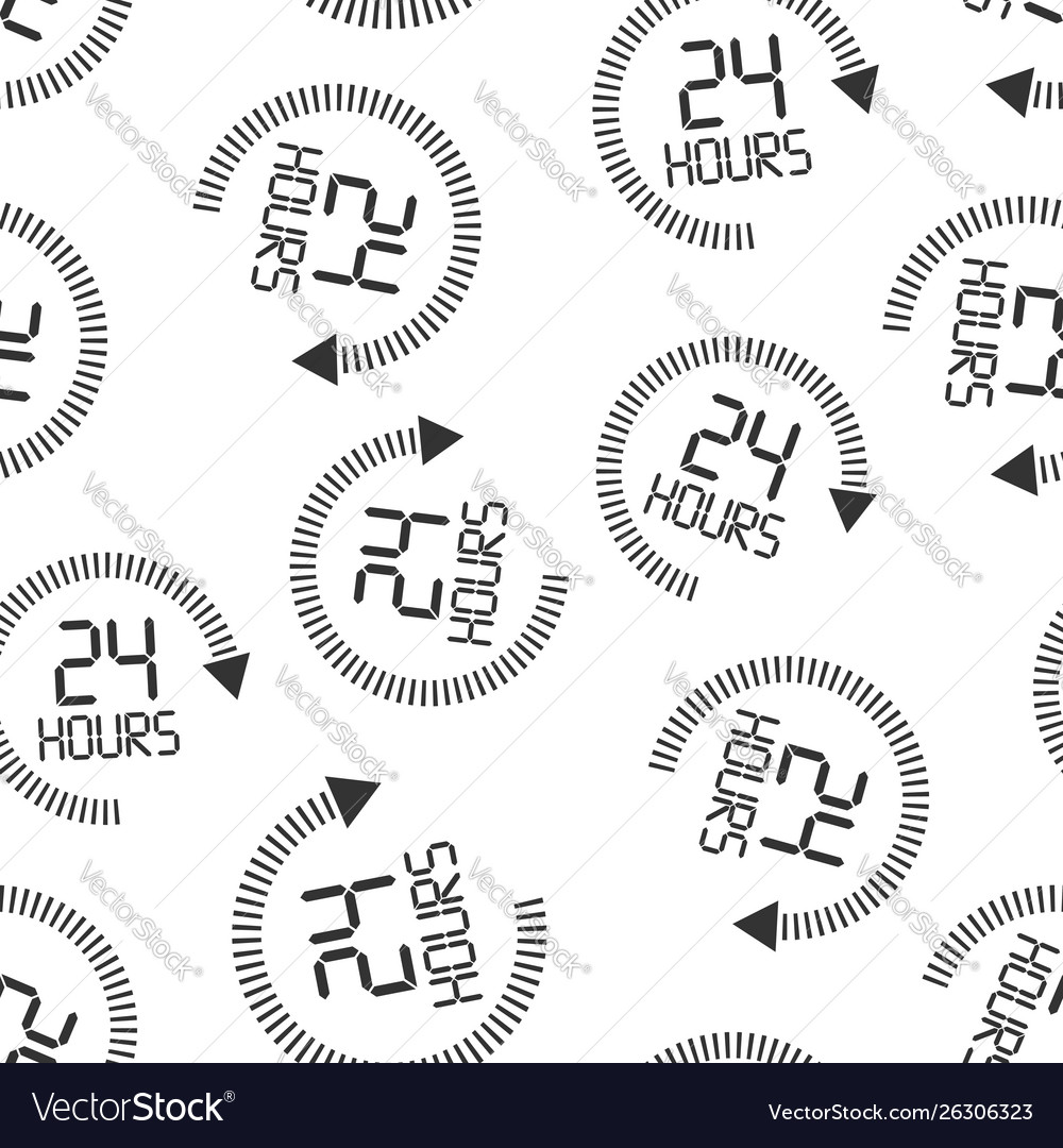 24 hours clock sign icon seamless pattern vector image 24 hours clock sign icon seamless pattern