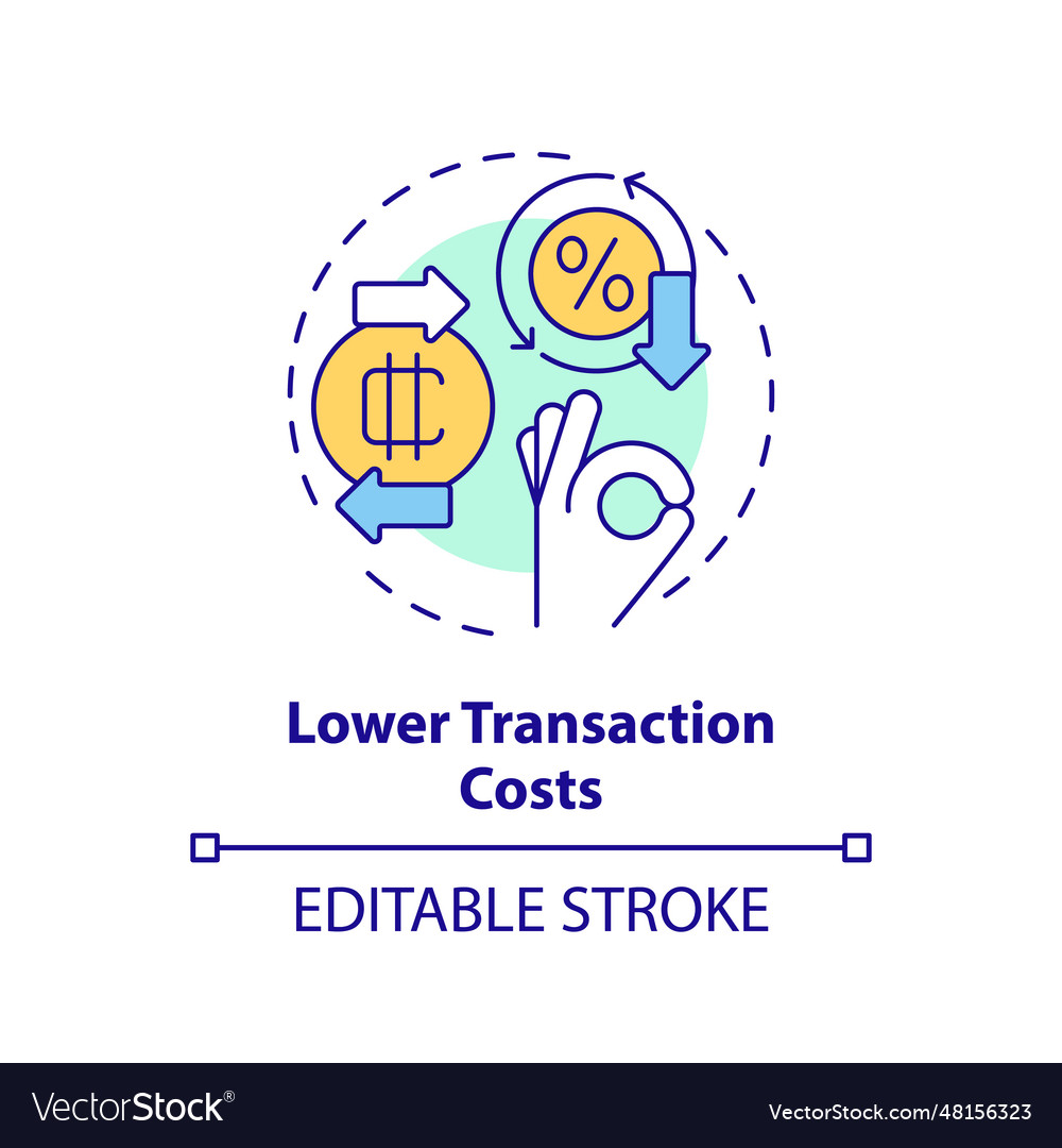 2d customizable lower transaction costs line icon vector image 2d customizable lower transaction costs line icon