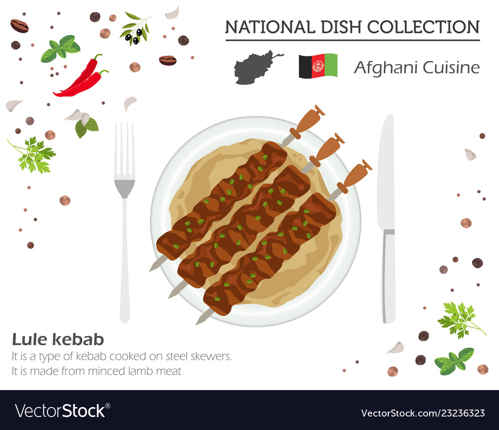 Afghani Cuisine Middle East National Dish Vector Image 8909