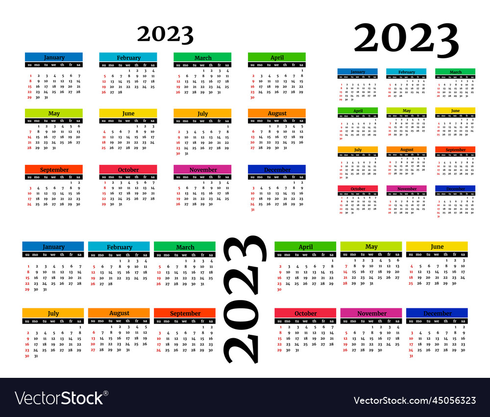 Calendar for 2023 isolated on a white background Vector Image