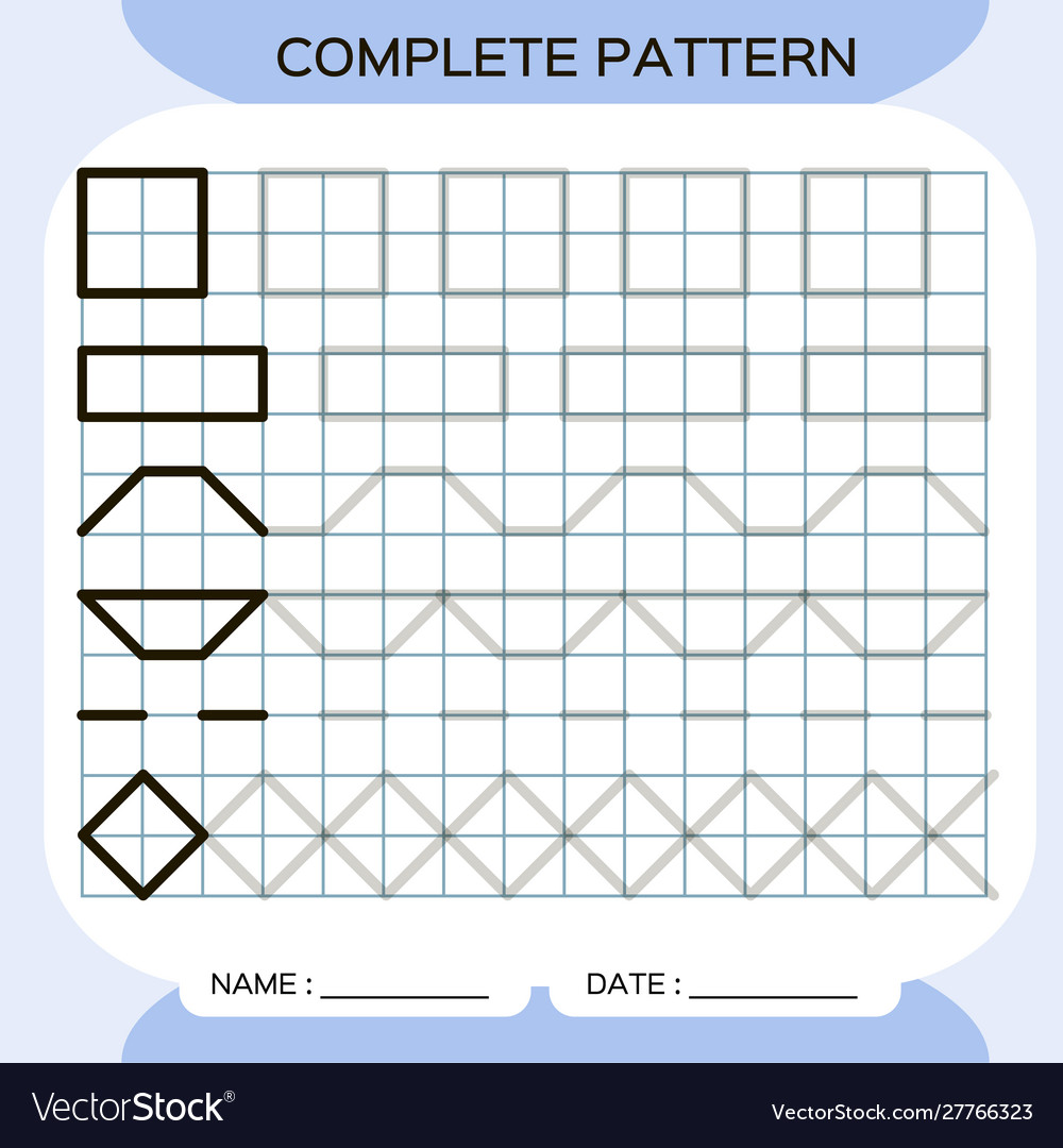 Complete pattern tracing lines activity for early vector image Complete pattern tracing lines activity for early