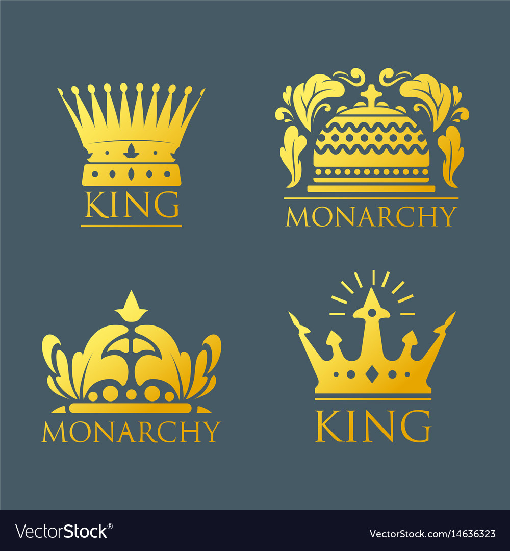 Crown king vintage premium golden badge heraldic