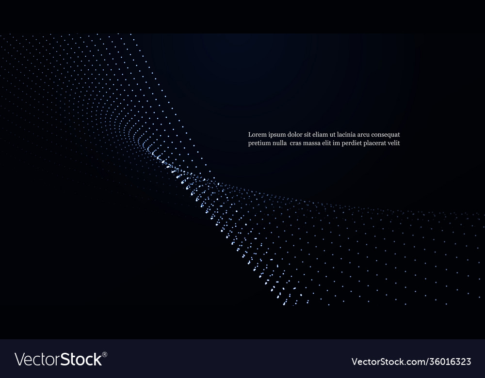 Dynamic particles wave flowing over dark Vector Image Dynamic particles wave flowing over dark