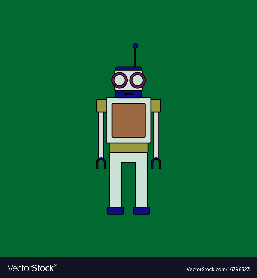 Flat icon design collection robot toy with antenna
