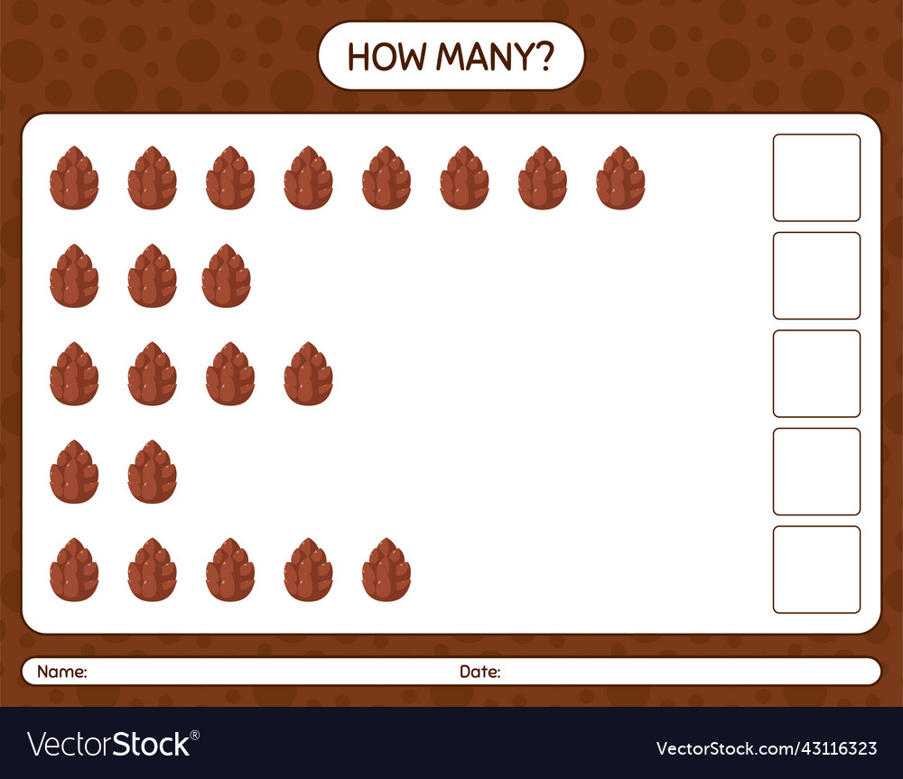How many counting game with pine cone worksheet