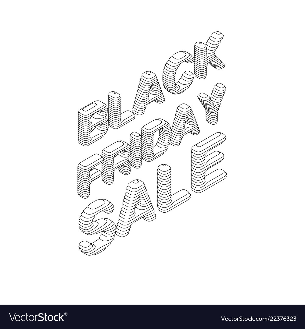 Isometric black friday sale text vector image Isometric black friday sale text