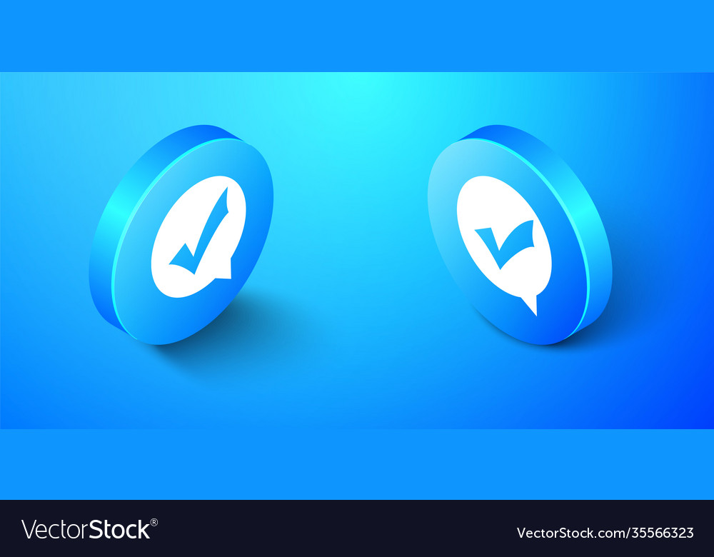 Isometric check mark in circle icon isolated