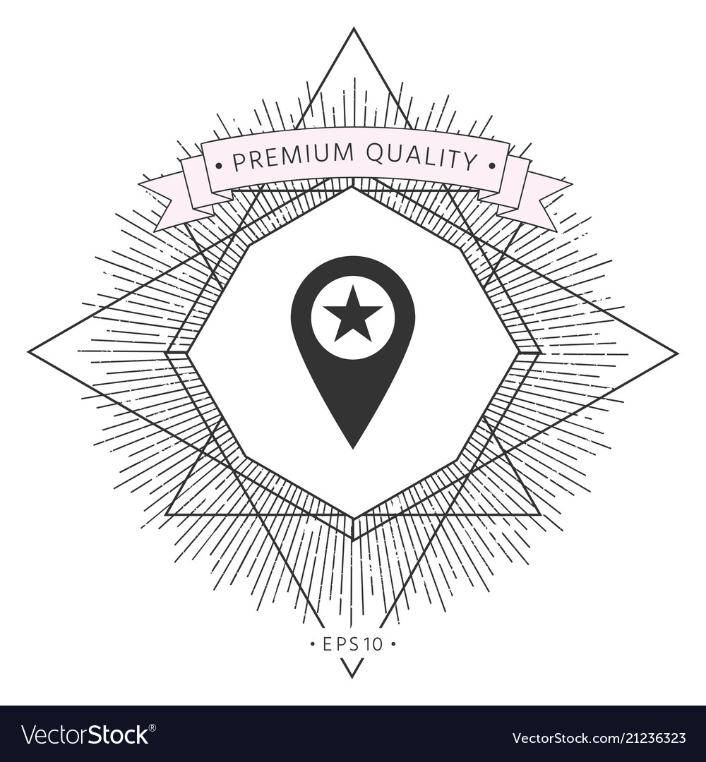 Map pointer with star vector image Map pointer with star