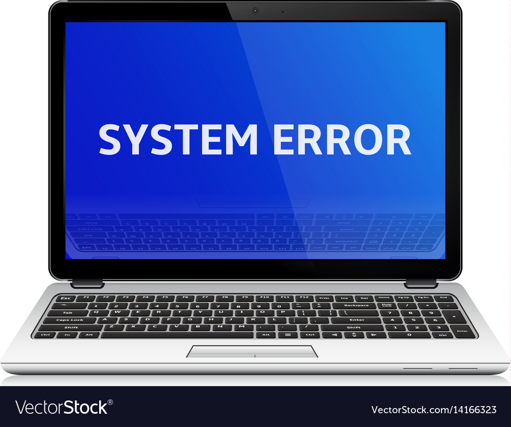 Modern laptop with system error message on blue