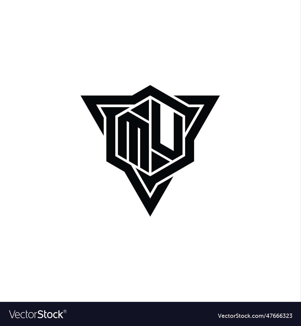 Mu logo monogram hexagon shape with triangle