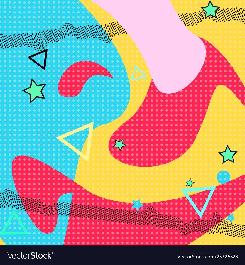 Pop art color background memphis pattern