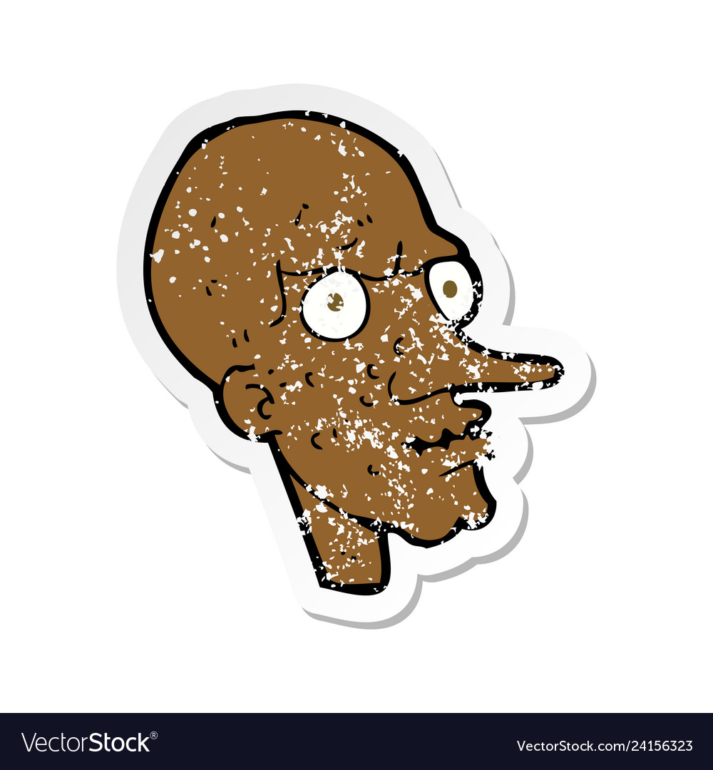 Retro distressed sticker of a cartoon evil old man