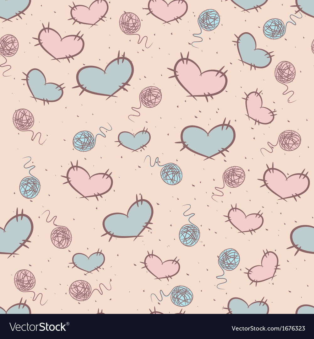 Seamless pattern with patches of hearts