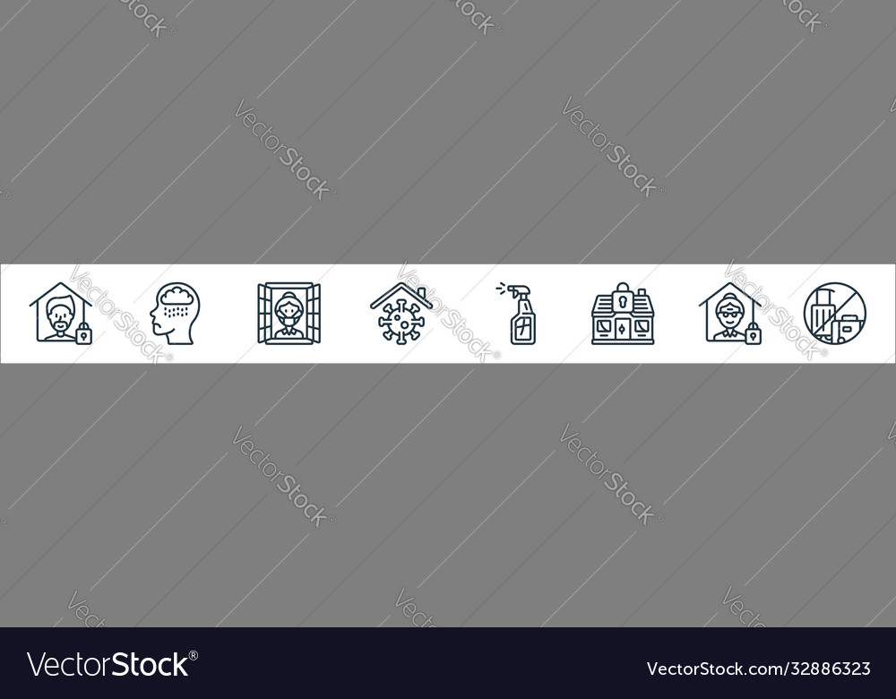 Self isolation line icons linear set quality vector image Self isolation line icons linear set quality