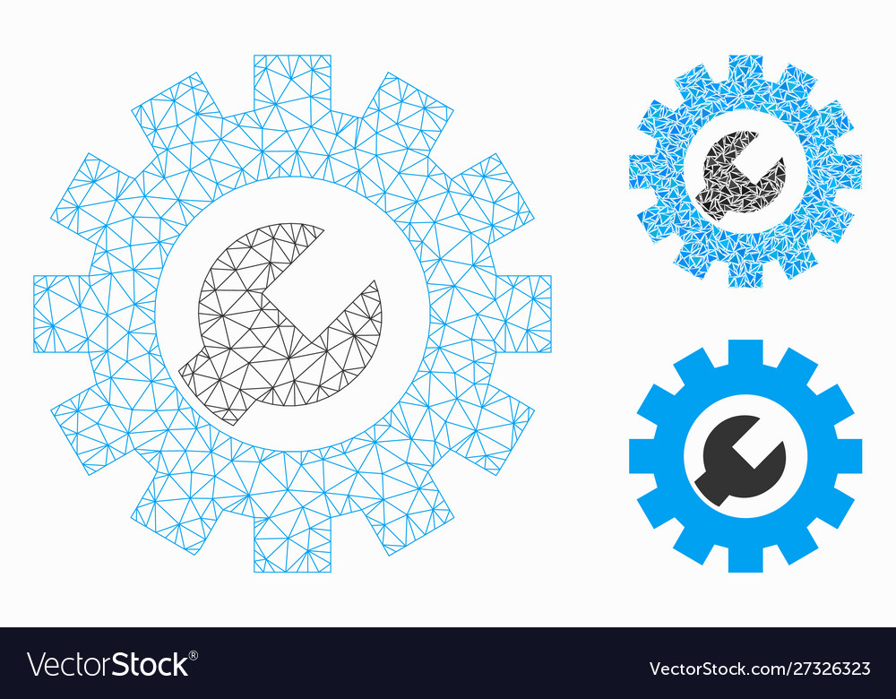 Service tools mesh wire frame model vector image Service tools mesh wire frame model