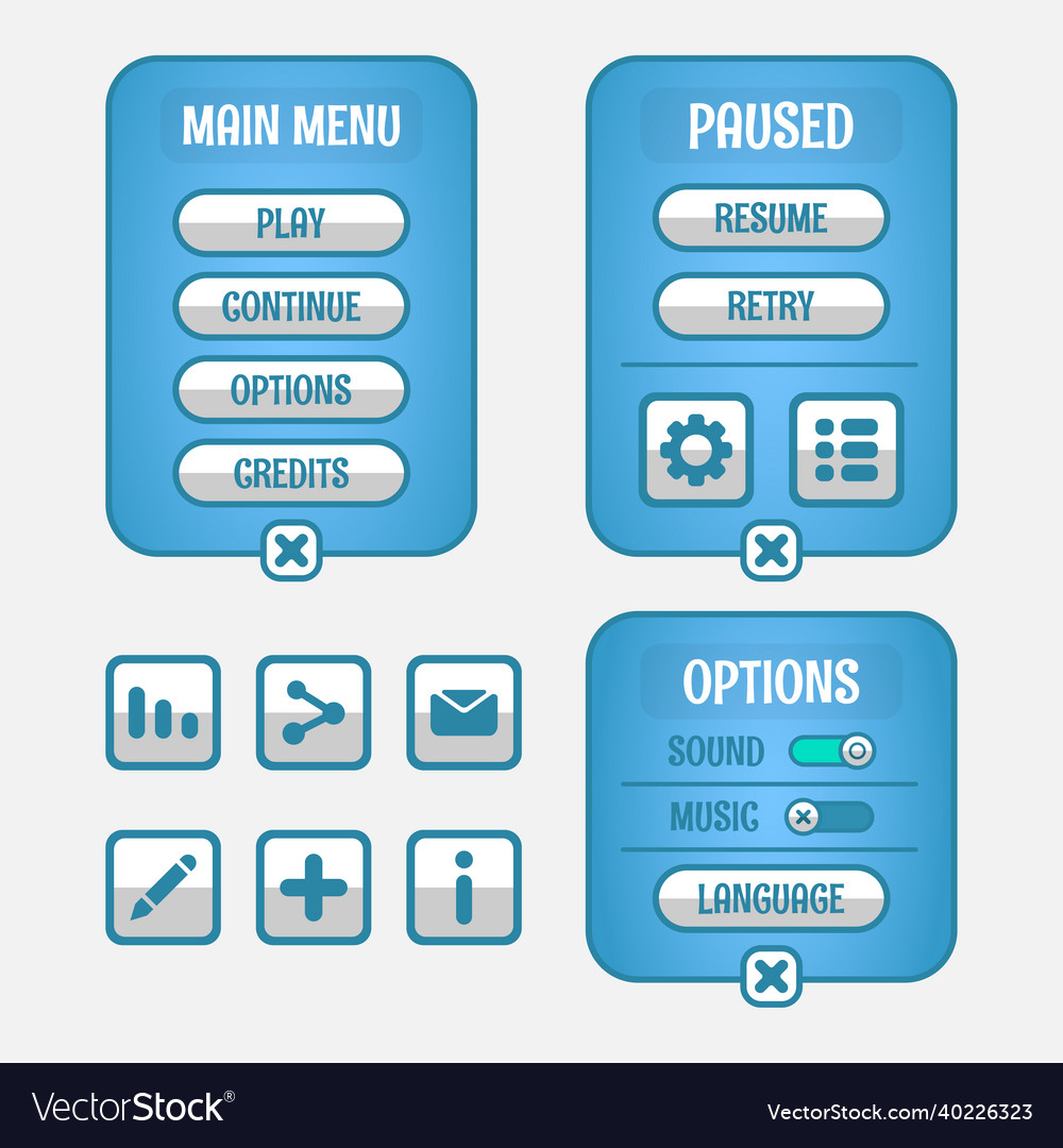 Set of game menu selection for rpg and adventure