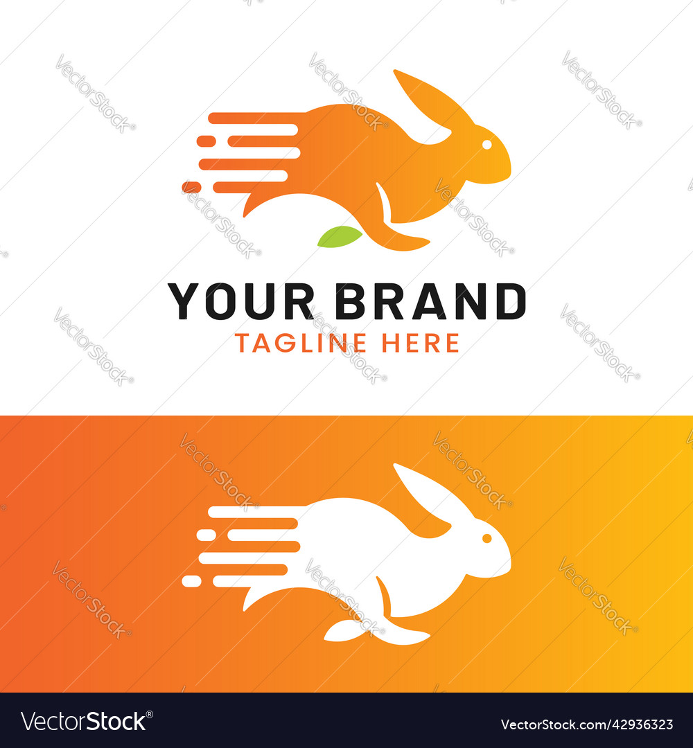 Simple running rabbit dash logo design template