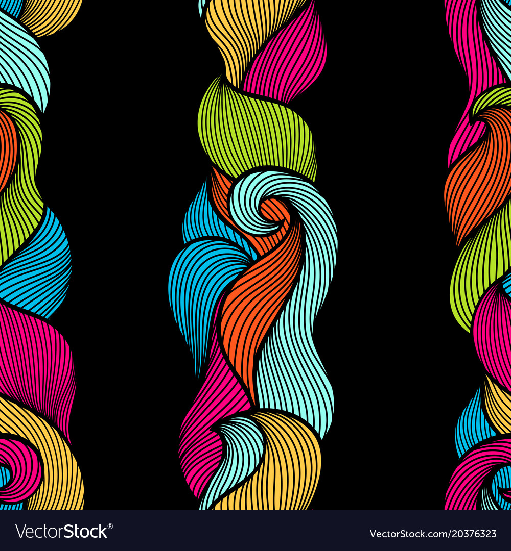 Wavy curled seamless pattern abstract outline