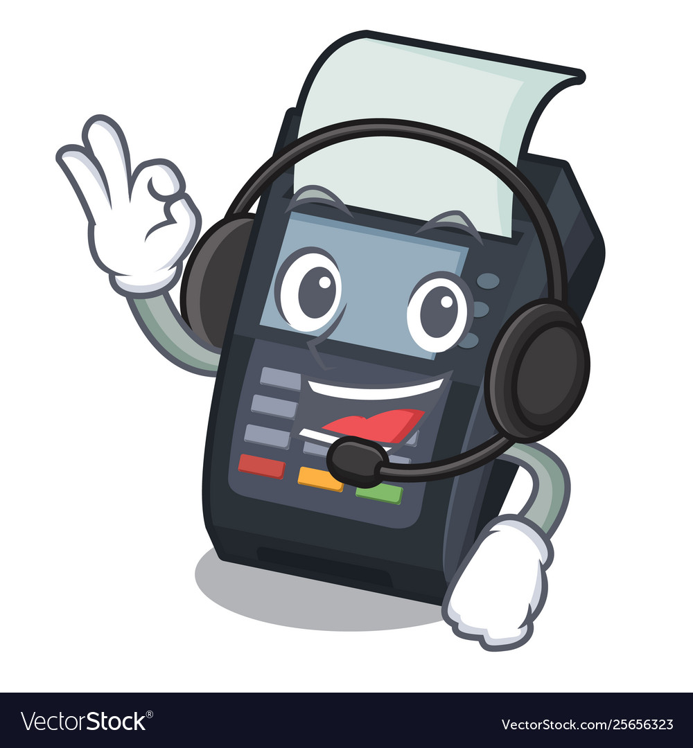 With headphone edc machine on character