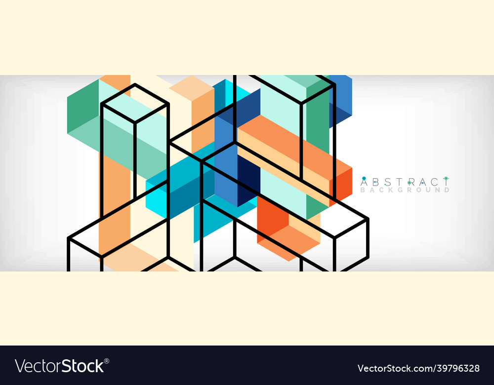 Abstract background 3d cubes cubic elements vector image Abstract background 3d cubes cubic elements