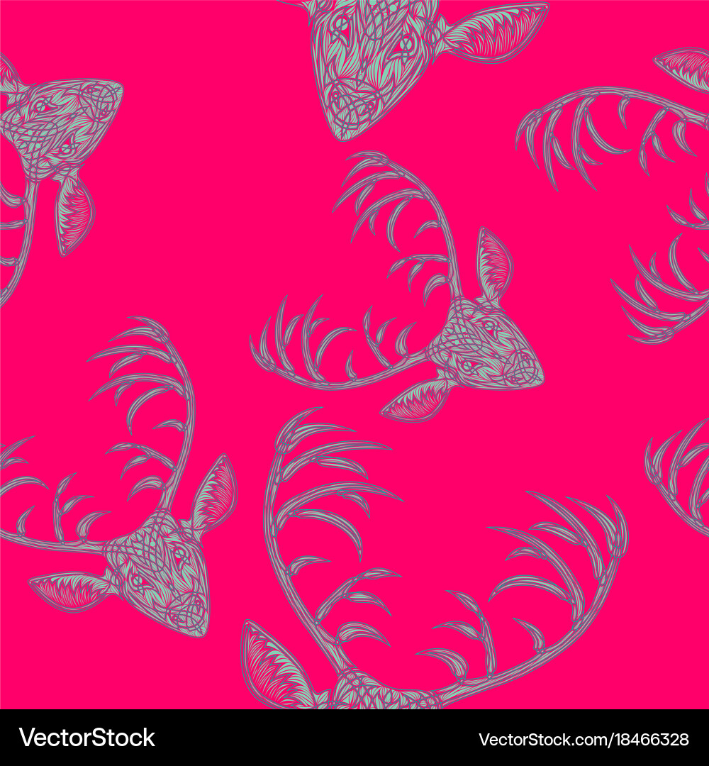 Deer heads seamless pattern Royalty Free Vector Image