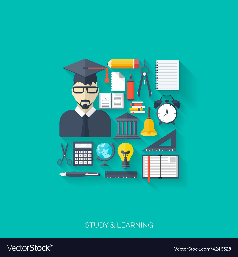 Flat concept education background back to school Vector Image