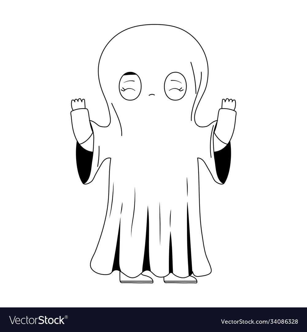 Happy halloween ghost costume cartoon Royalty Free Vector