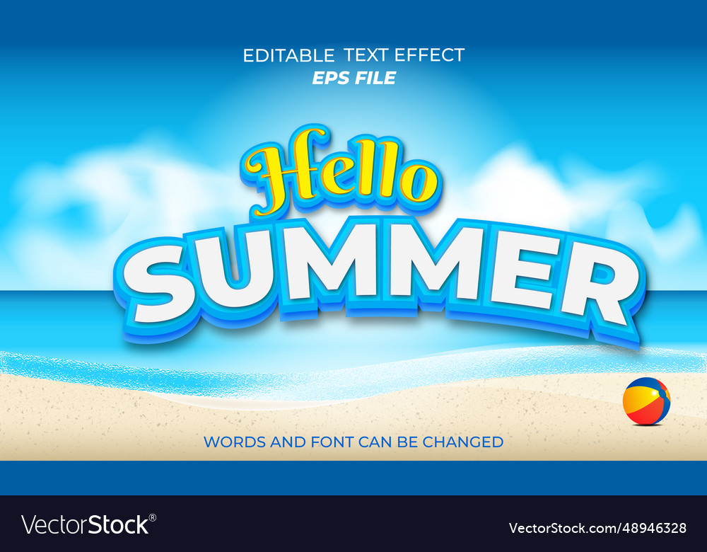 Hello summer 3d editable text effect style