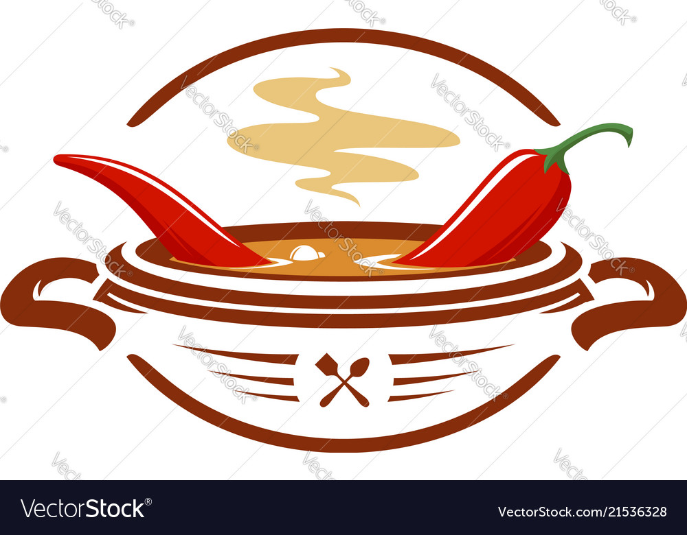Hot chili soup with red pepper icon Royalty Free Vector