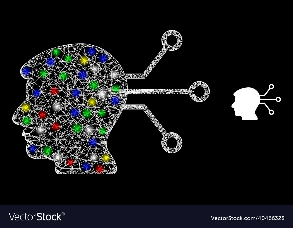 Light hatched network neural interface icon vector image Light hatched network neural interface icon