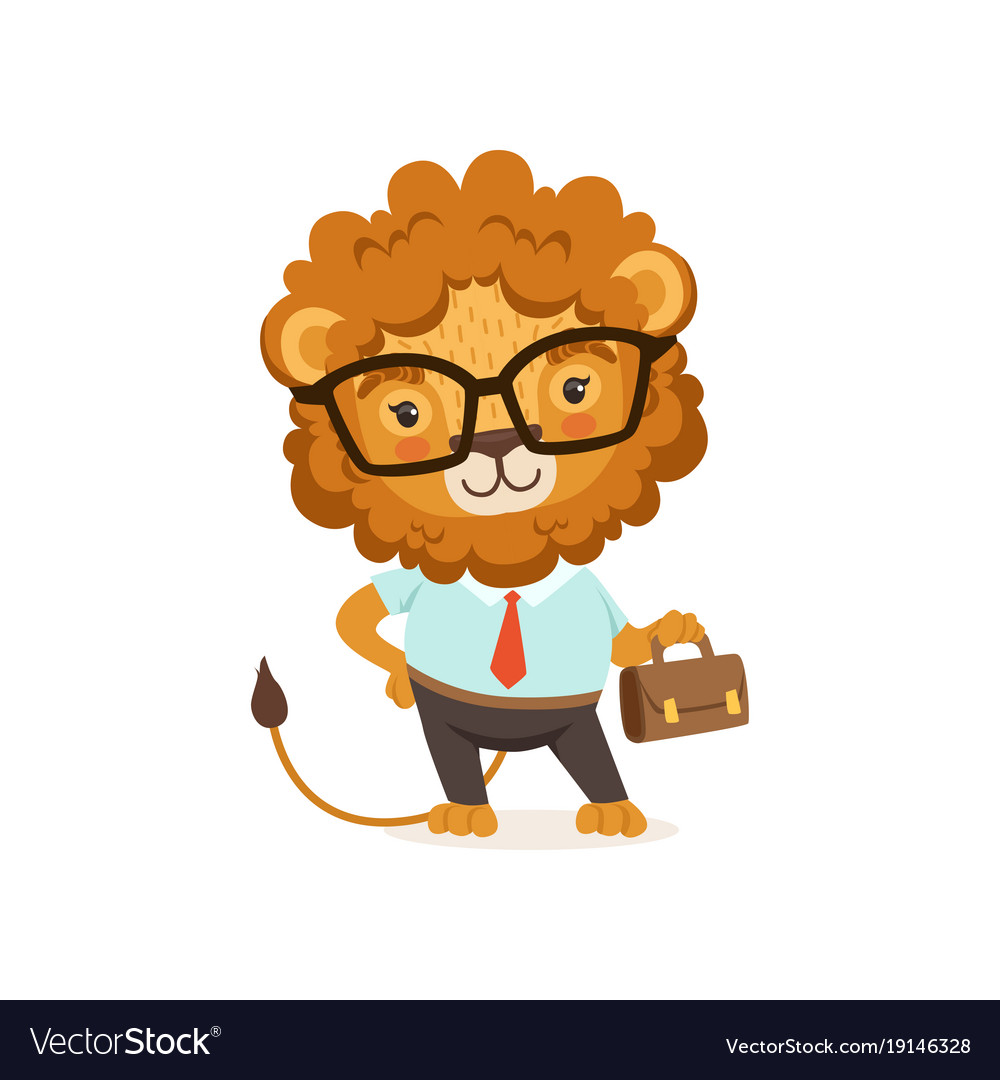 Lion Cartoon Character Wearing Royalty Free Vector Image