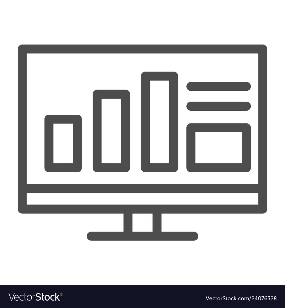 Monitor with graph line icon computer chart vector image Monitor with graph line icon computer chart